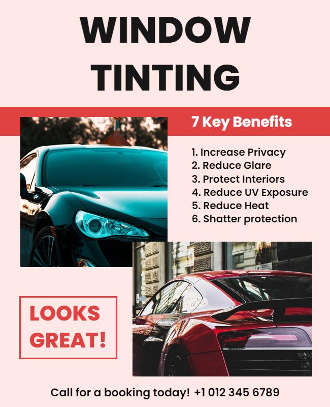 Car Window Tinting Service Benefits Flyer Template