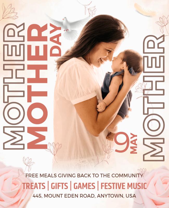 Cararra and Oyster Pink Mothers Day Flyer Template