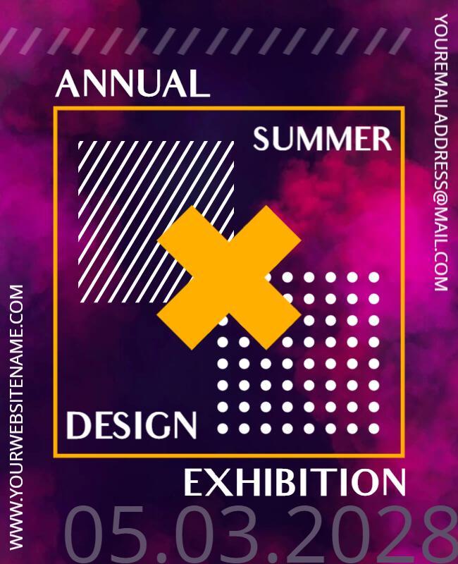 Cardinal Pink and Disco Summer Exhibition Flyer Template