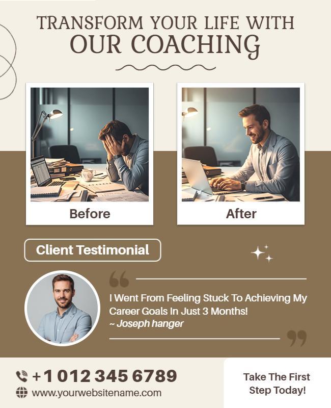 Career Coaching Transformation Testimonial Flyer Template