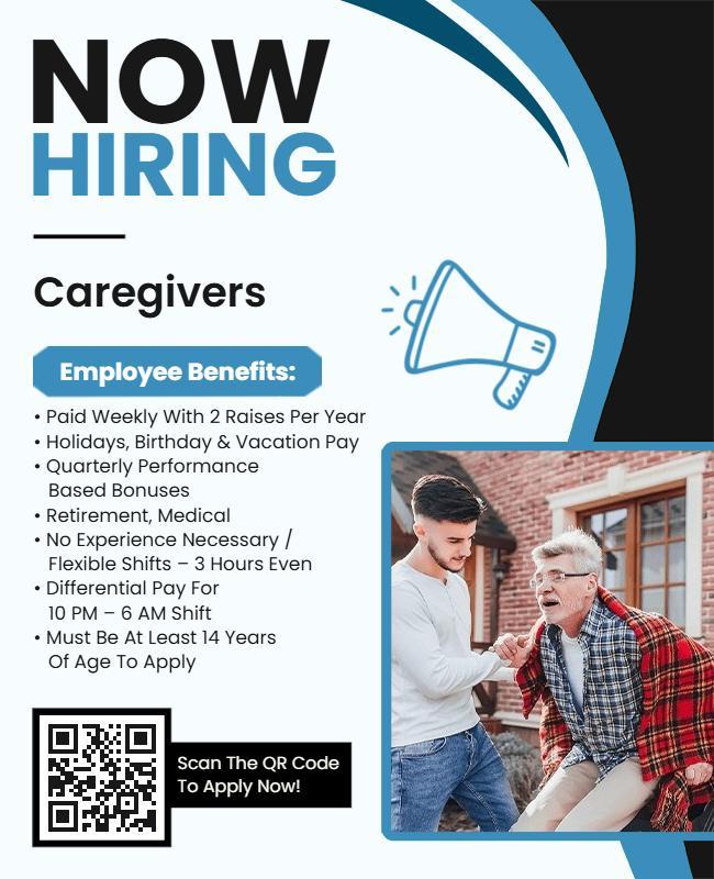 Caregiver Job Hiring Announcement Flyer Template