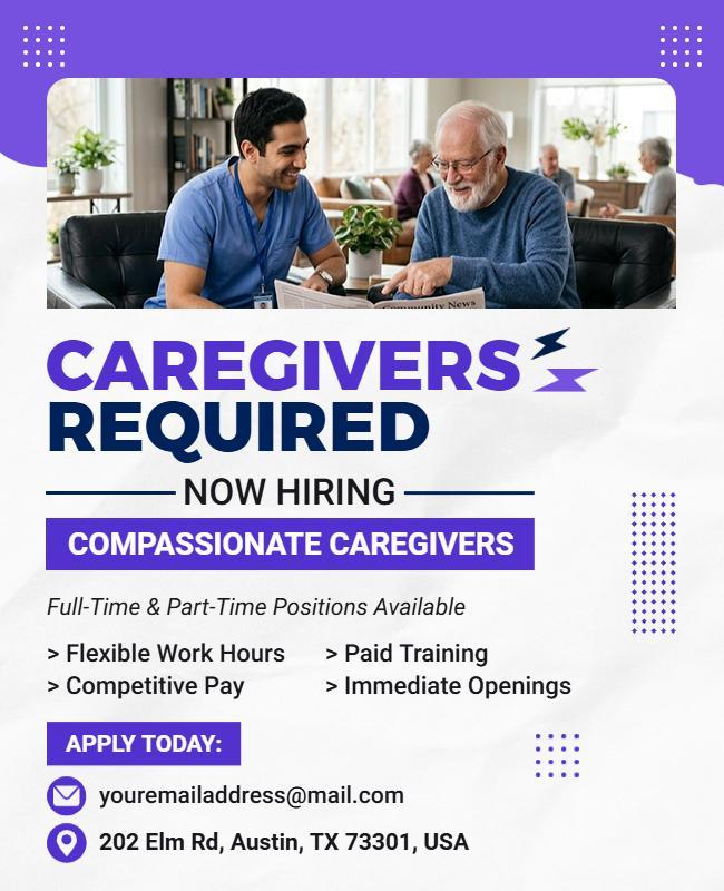 Caregiver Required Announcement Flyer Template