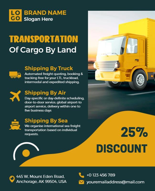 Cargo Transportation Services Promotional Flyer Template