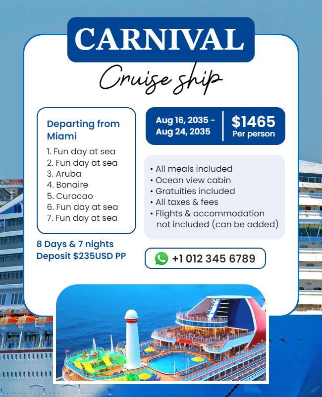 Caribbean Cruise Ship Vacation Flyer Template