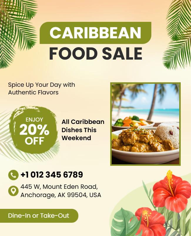Caribbean Food Sale Weekend Event Flyer Template