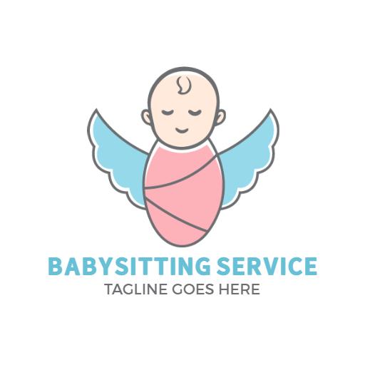 Caring Baby Wrapped in Soft Pink and Blue for Babysitting Logo Template