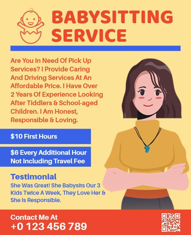 Caring Babysitting Service Advertisement Flyer Template