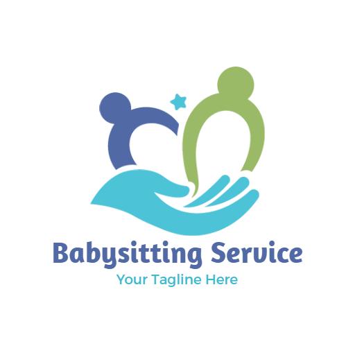 Caring Hand Holding Happy Children Representing Babysitting Logo Template