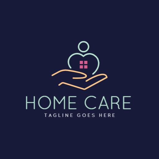 Caring Hands and Heart Symbolize Compassionate Home Care Logo Template
