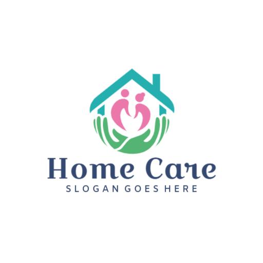 Caring Hands Embracing Family Within a Home Care Logo Template