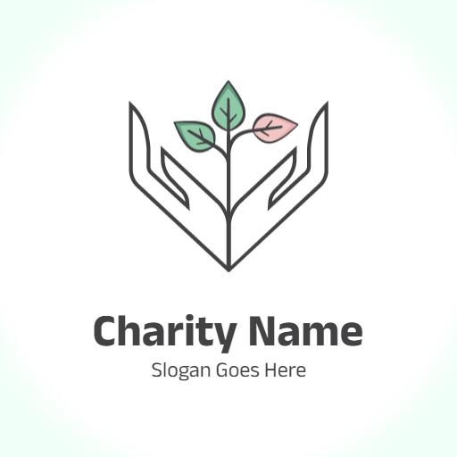 Caring Hands with Green Leaves Represent Community Charity Logo Template