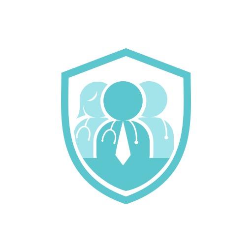 Caring Healthcare Professionals in Blue Shield Hospital Logo Template