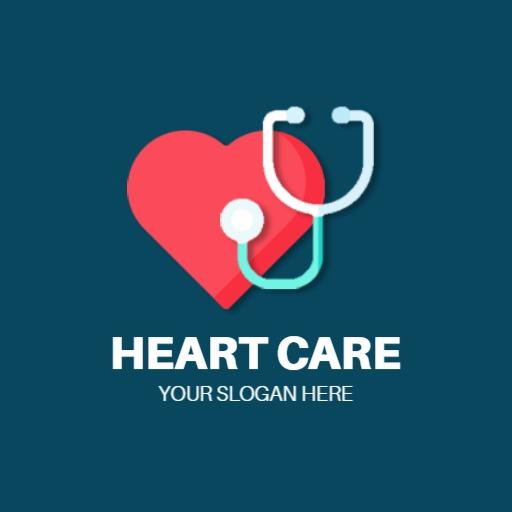 Caring Heart Icon with Stethoscope for Heart Care Logo Template