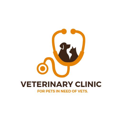Caring Veterinary Clinic Service with Pets and Stethoscope Logo Template