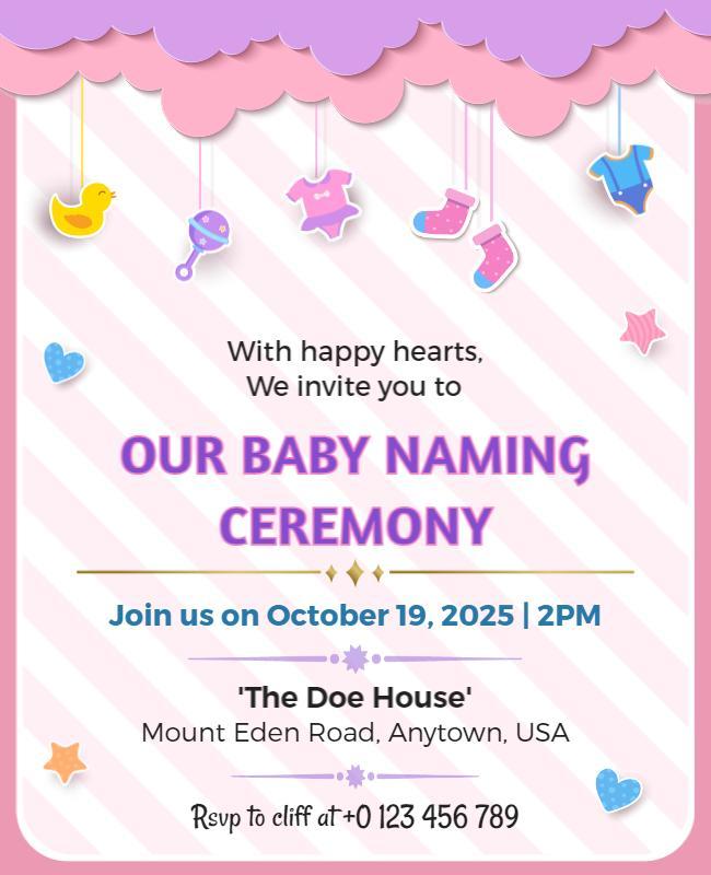 Carissma Cradle Ceremony Invitation Template