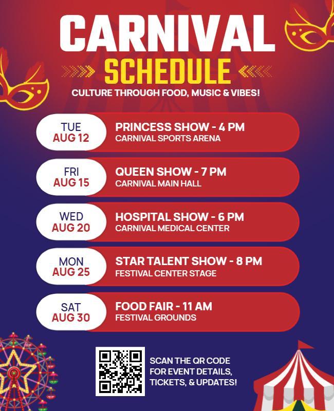 Carnival Event Schedule Flyer Template