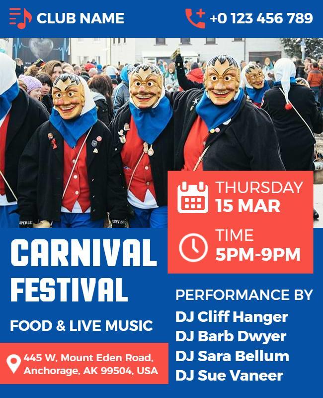 Carnival Festival with Music and Food Flyer Template