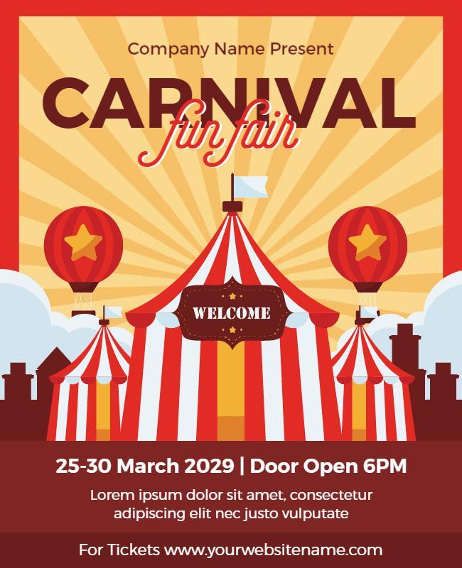 Festive Red Carnival Fun Fair Event Flyer Template