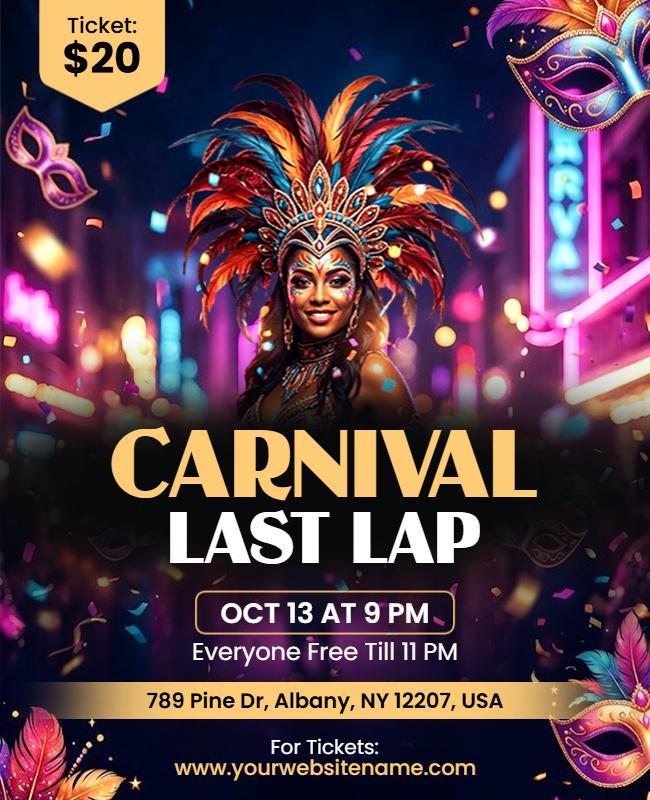 Carnival Last Lap Party Celebration Flyer Template