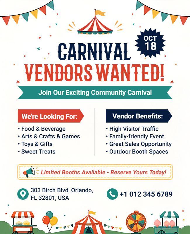 Carnival Vendors Wanted Flyer Template