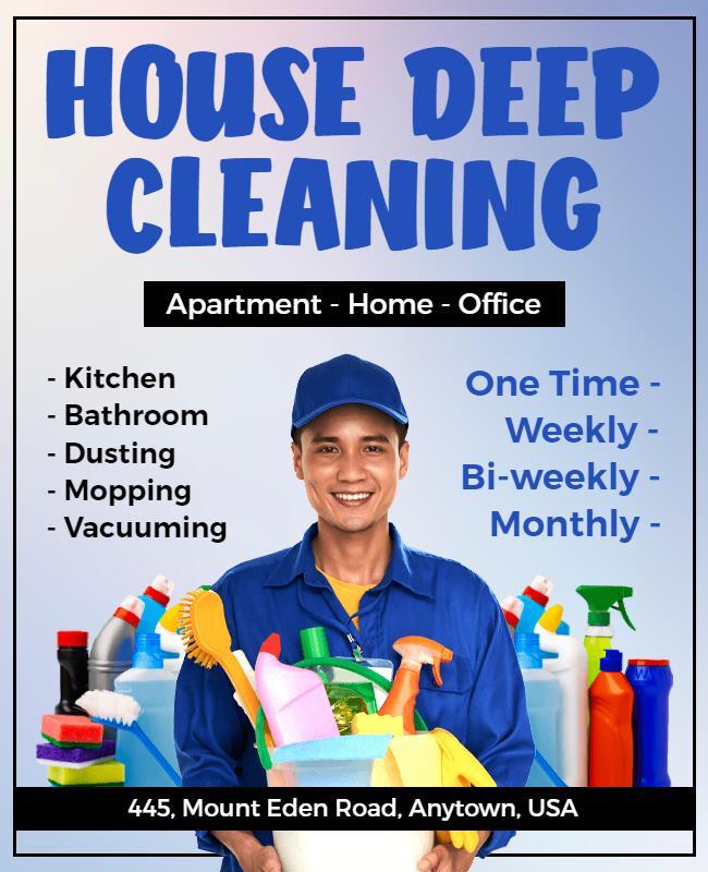 Carolina Blue Cleaning Service Poster Template