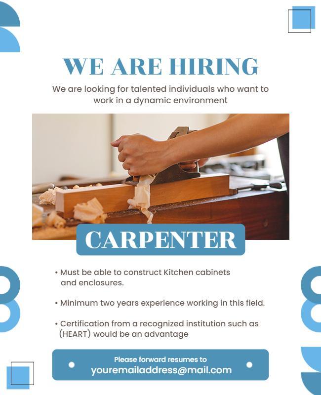 Carpenter Job Hiring Announcement Flyer Template