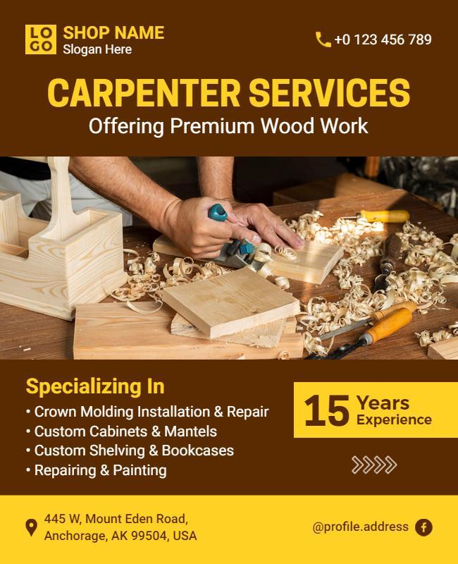 Carpentry Services and Woodworking Flyer Template