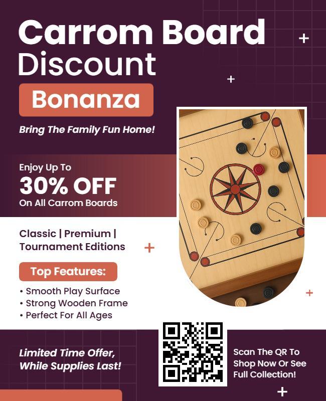 Carrom Board Discount Bonanza Flyer Template