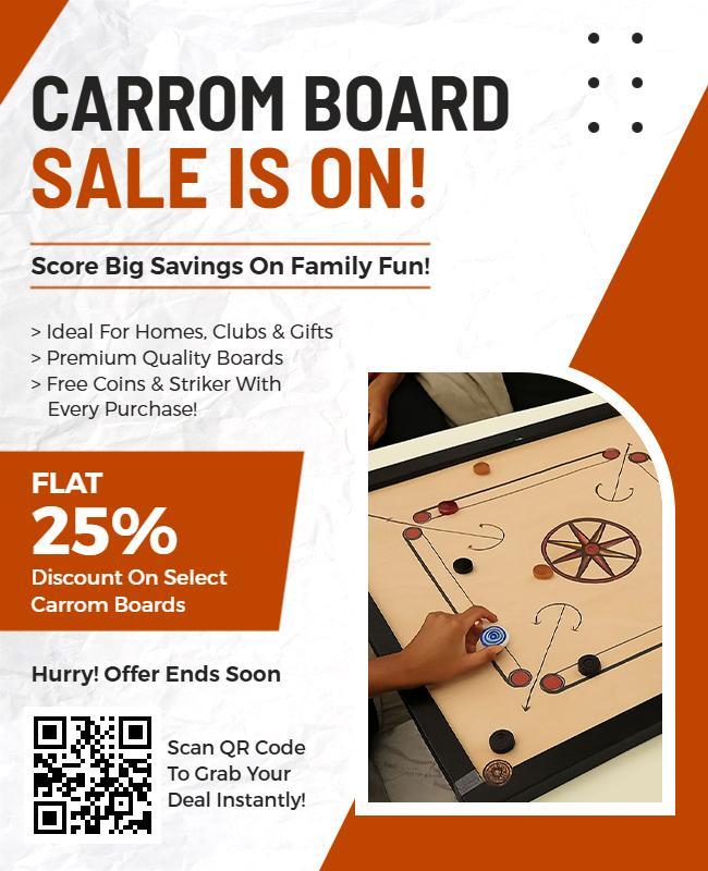 Carrom Board Discount Sale Flyer Template