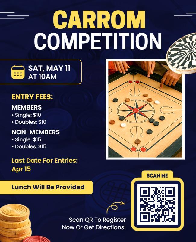 Carrom Board Game Competition Flyer Template