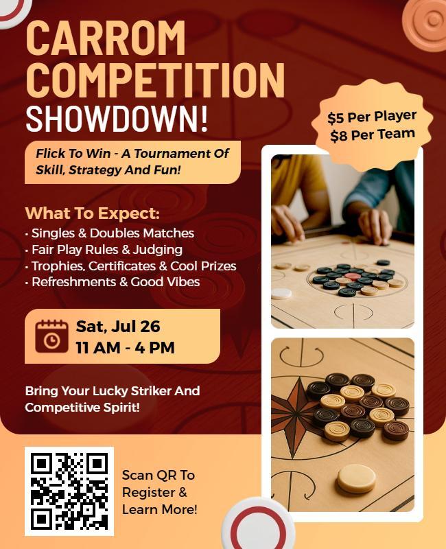 Carrom Competition Showdown Tournament Flyer Template
