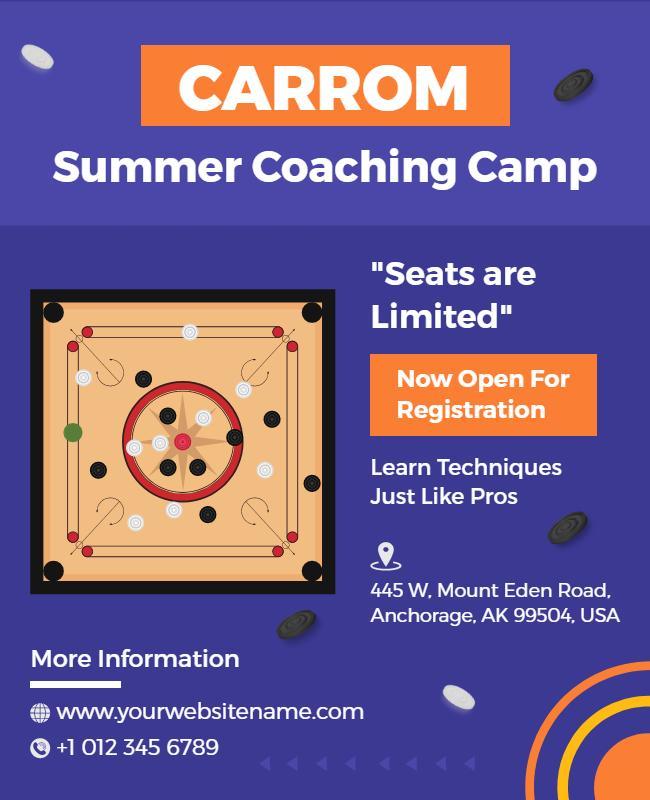 Carrom Summer Coaching Camp Flyer Template