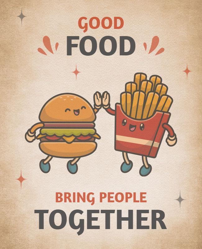 Cartoon Burger and Fries Friendship Flyer Template