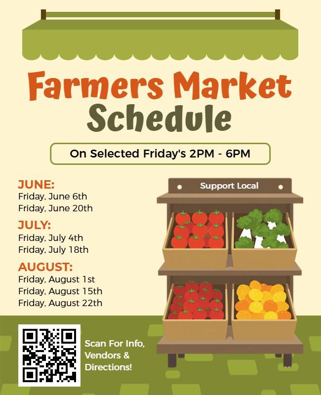 Cartoon Farmers Market Schedule Event Flyer Template