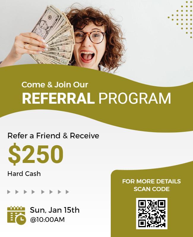 Cash Reward Referral Program Flyer Template