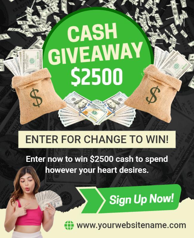 Cash Sweepstakes Promotional Giveaway Flyer Template