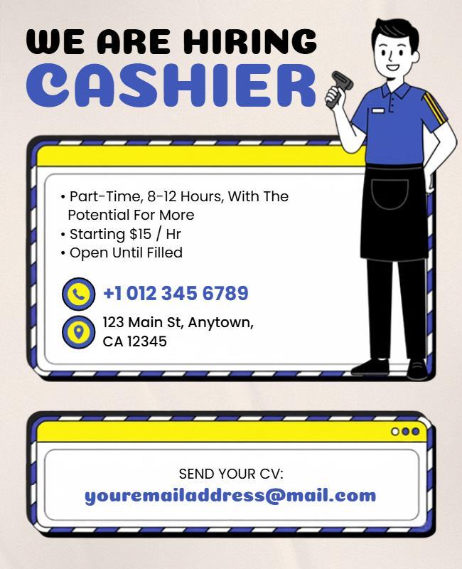 Cashier Job Hiring Flyer Template