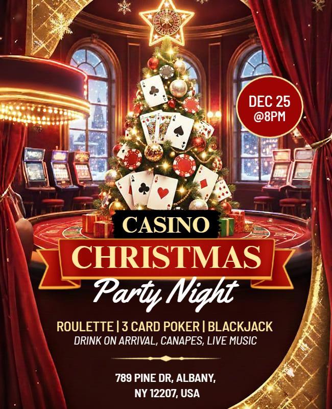 Casino Christmas Party Night Flyer Template