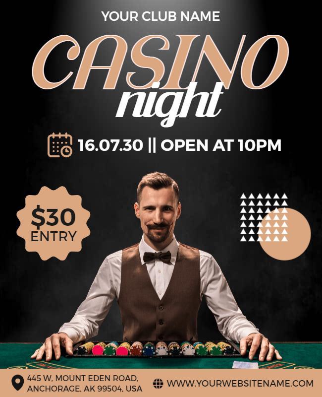 Glamorous Casino Night with Elegant Gold Accents Flyer Template