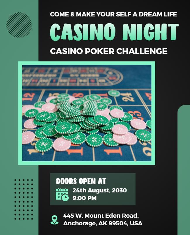 Casino Night Poker Challenge Event Flyer Template