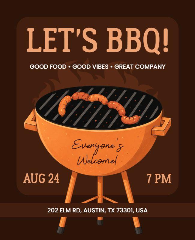Casual Backyard BBQ Invitation Poster Template