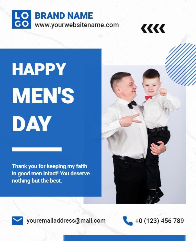 Casual Blue Men's Day Celebration Poster Template