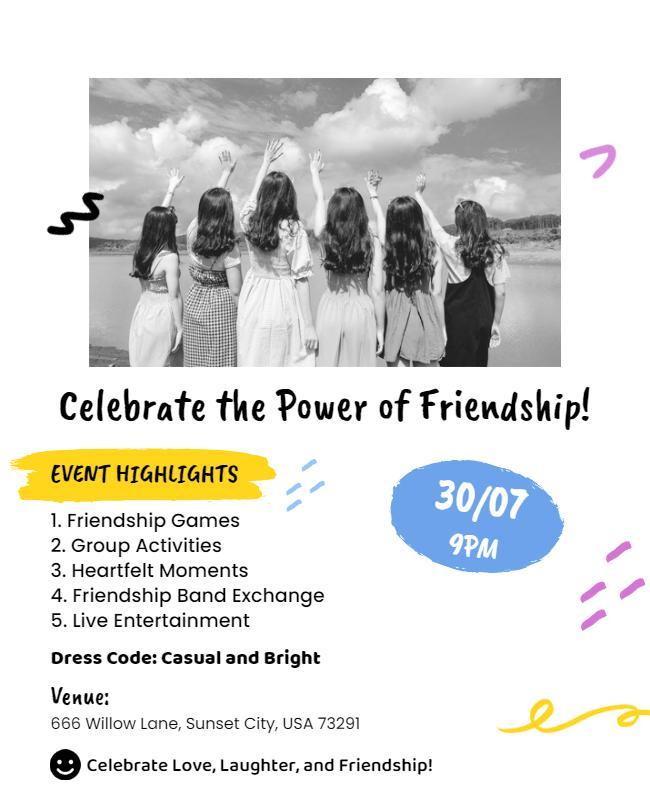 Casual Bright Unity Celebration Friendship Event Poster Template