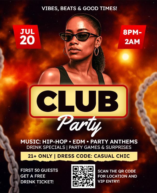 Casual Chic Club Party Announcement Flyer Template