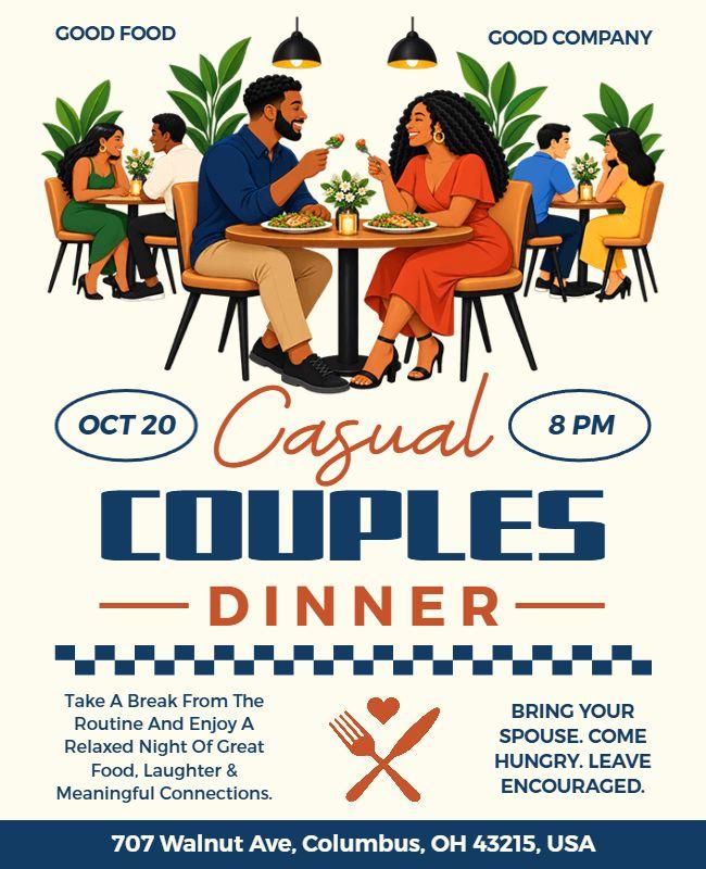 Casual Couples Dinner Gathering Flyer Template