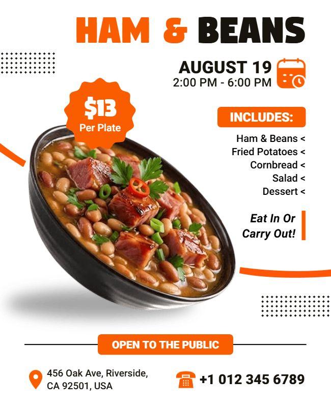 Casual Dining Ham and Beans Flyer Template
