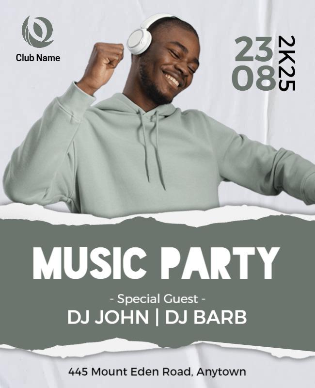 Casual Grey Music Party Event Poster Template