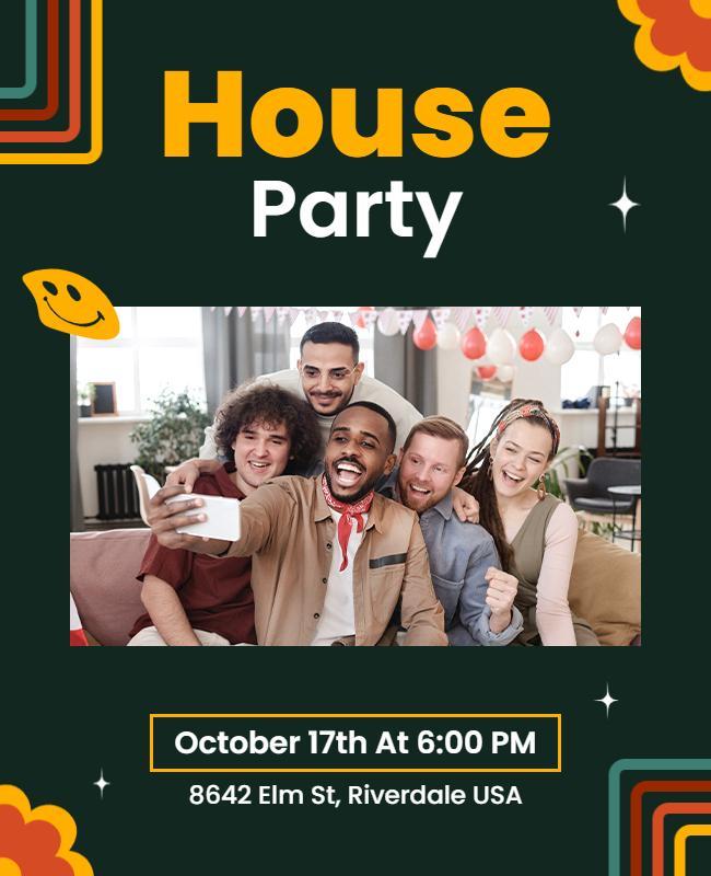 Casual House Party Celebration Flyer Template