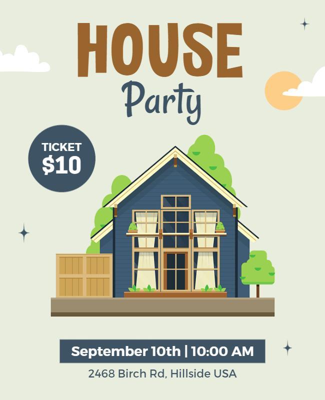 Casual House Party Invitation Flyer Template