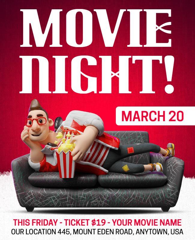 Casual Movie Night Event Flyer Template